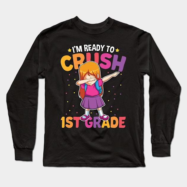 Dabbing Girl First Grade Funny Back To School Gift Long Sleeve T-Shirt by HCMGift